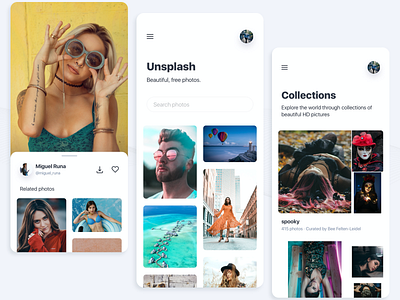 Unsplash Mobile App Concept app app design concept design minimal mobile ui photos redesign stock ui