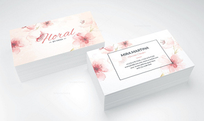 VISIT CARD ---Floral carte de visite design fleurs floral graphic illustration logo photoshop roses visit card