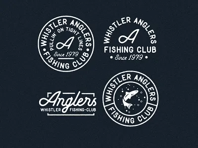 Whistler Anglers Fishing Club badge badge design badge logo badgedesign badges brand identity branding design fishing fishing logo fishing t shirt illustration logodesign logos photoshop texture typography