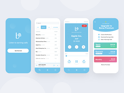 Borsa iPhone App audio design finance iphone app live stream ui ux