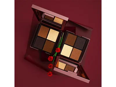 pro7 3d 3d art advertising branding c4d cinema4d cosmetics design eyeshadow flowers forester graphic design maroon octane packaging product product design red