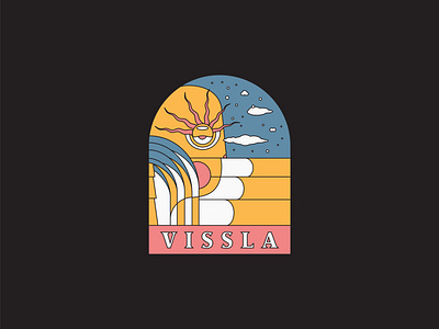 Tropical Landscape badge illustration palm tree surf tropical vector vissla