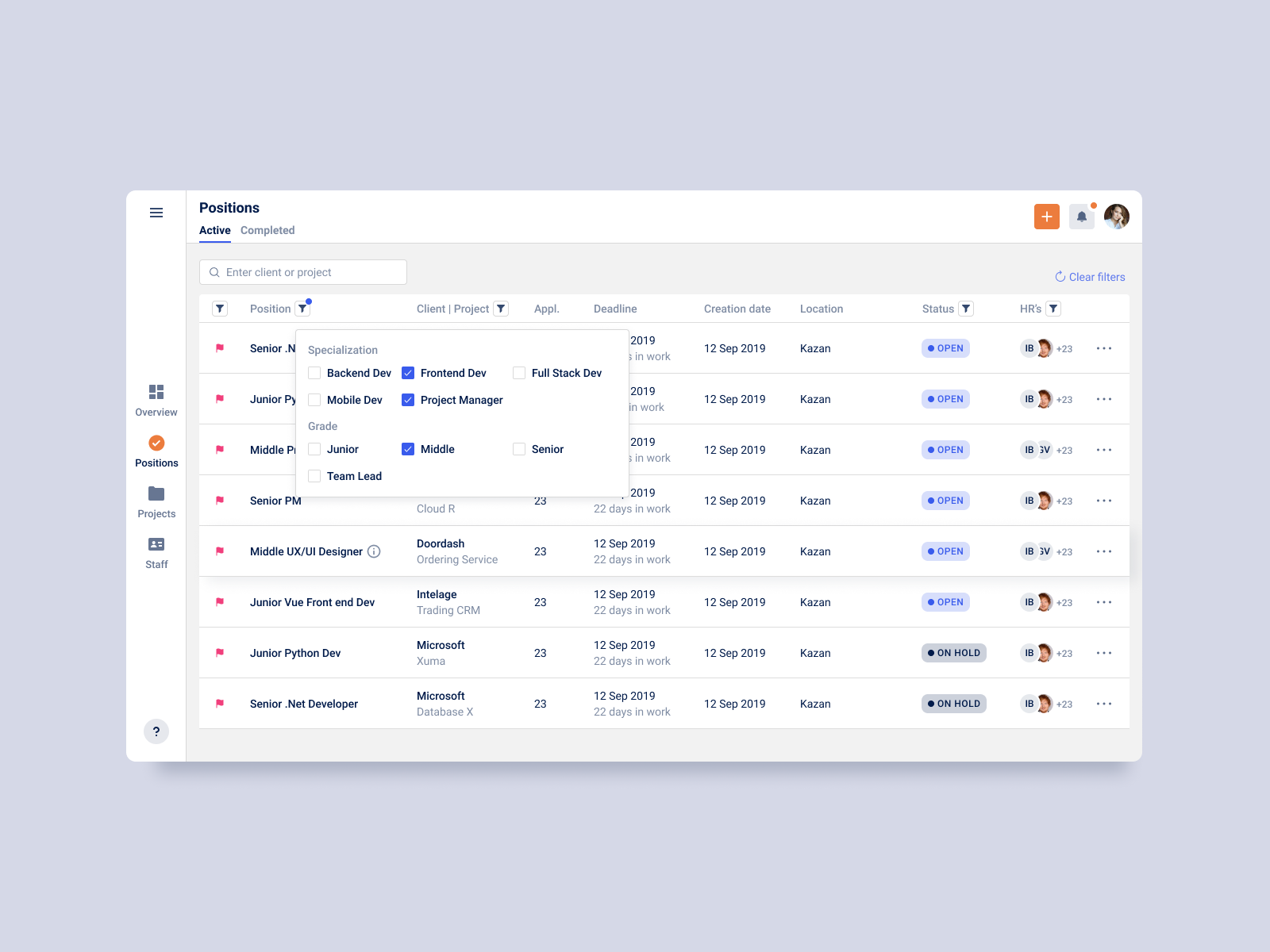 Example of HR System for Akvelon Team