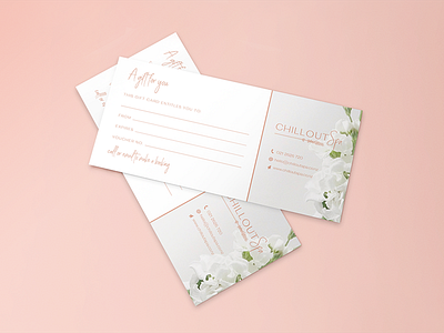 Chillout Vouchers beauty beauty salon branding business chill colour design feminine design gift gift card illustration illustrator lavender logo minimal pretty soft spa voucher voucher design