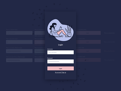 Login page app button button states design design system input fields inputs ios ios app ios app design lato login login page login screen minimalistic pink purple ui user interface ux