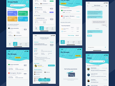 Group subscription app adobe xd mobile apps ui design ux design
