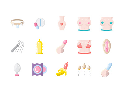 Sensual icon set boobs bra condom dildo icon icon design icon set iconography icons interface mobile onboarding penis sperm ui ui design ux ui