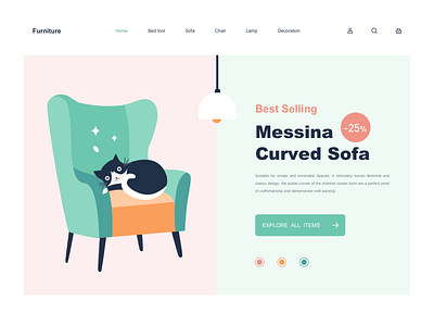 Furniture web app cat chair design furniture website icon illustration lamp shopping sofa ui ux web