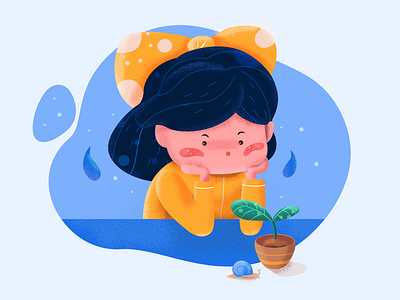 The little girl character color cute flat grain illustration noise pit pitstudio sketch ui vector web