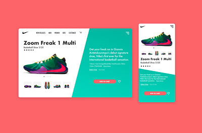 Daily UI E-Commerce Nike Shoe checkout colorful daily ui dailyui design ecommerce futura gradient image nike shoes ui ux website