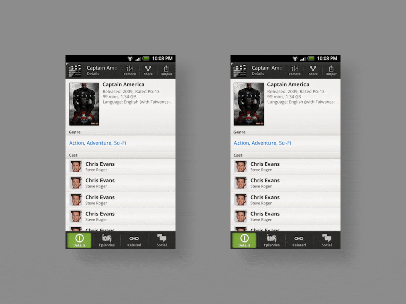 HTC SENSE4 watch app tap to play (2 options) animation buffer gif htc interaction ui ux