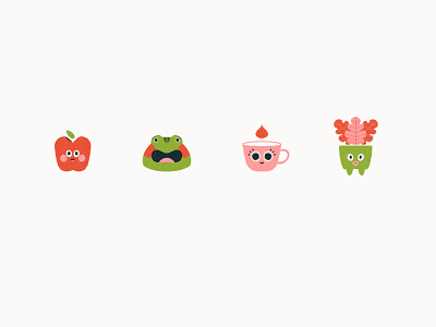 cutiepies apple art direction artdirection branding character design cup cute cutie design flat frog funny illustration minimal pot sticker