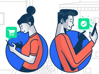 Buyer Seller Ecommerce art blog buyer buyer seller ecommerce ecommerce shop illustration illustration style seller shopping