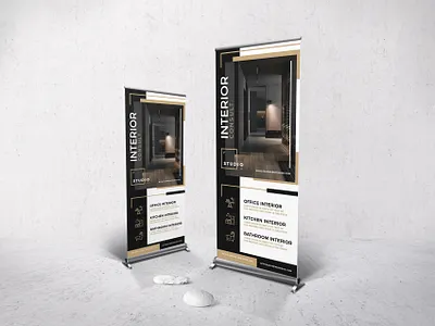 Interior Roll-Up Banner Template banner branding clean creative design flat graphic graphic design illustration minimal office photoshop rollup typography vector