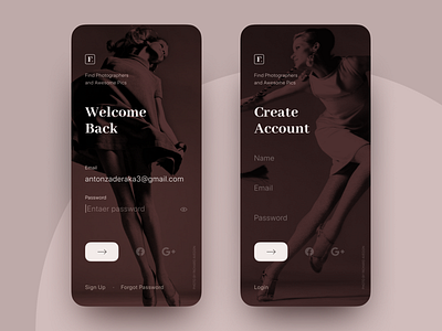 Find Photo App. Login / Sign up 001 app dailyui figma login logo minimal monochrome photo photography registration signin signup ui ux