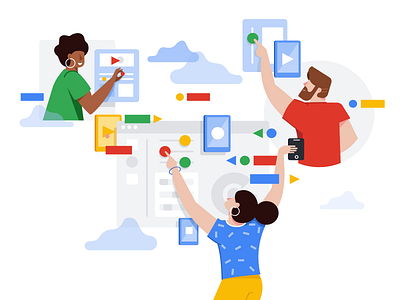 Google Cloud Identity - Illustration characters cloud colaboration flat google illustration vector