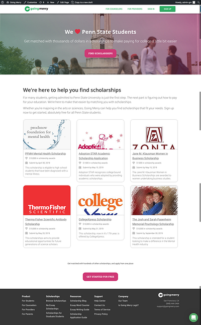 Scholarship Landing Page app design product design startup ui ux ux design web apps