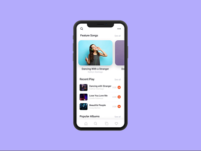 Music App UI Design album app clean design color dark app dark ui design music music album music app music app design music app ui music player playlist playlists recent play singer song ui video