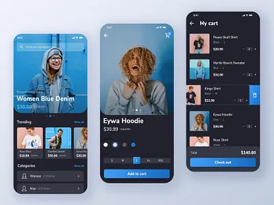 Shopping app - darkmode dark app dark mode dark theme mobile app mobile app design mobile apps online shop online shopping shopping app