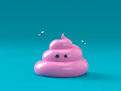 Arale's Poop 3d 3d art 3d illustration 3dcharacter arale blender blender3d c4d character cycles doodle dribble illustration mosquito pink poop render rendering simple smell