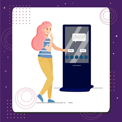 Girl is accepting options business girl illustration terminal woman