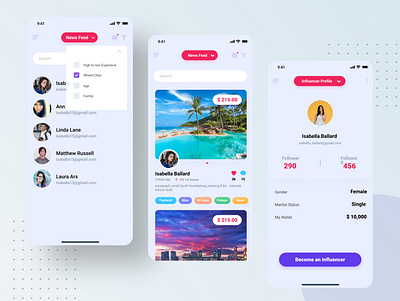 Travel Resort App filter newsfeed profile rental app resorts travel app ui ux