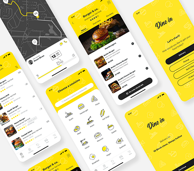 Dine in redesign. My food app app delivery design food food app food illustration illustration map mobile mobile design track ui ux