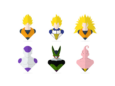 Flat dragon ball z characters! art dragon dragonball dragonballz illustraion illutrator z