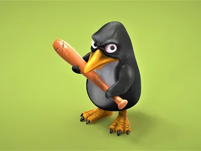 Angry penguin 3d 3dcharacter angry angry bird angry penguin bat character design illustration keyshot penguin zbrush