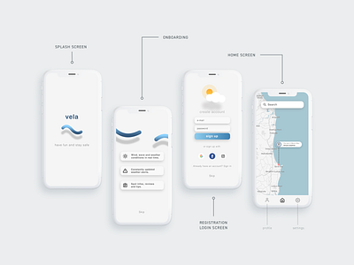 VELA - weather and sea forecast app 2020 berlin clean clean ui design illustration iphone minimalism mobile mobileapp onboarding productdesign sea simplicity ui uidesign userinterface ux uxdesign weather