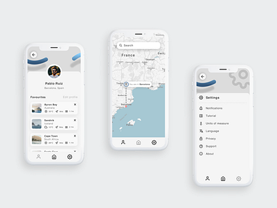 VELA - sea and weather forecast mobile app 2020 berlin clean design illustration interface minimalism mobile mobileapp productdesign profile settings simple simple clean interface ui uidesign userinterface ux uxdesign weather