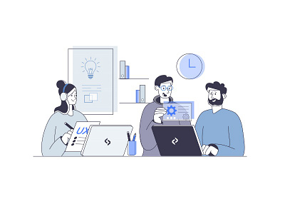 Flat illustration for website blue character designer developer developers dribbble flat illustration illustrator new team ux vector web design webdesign