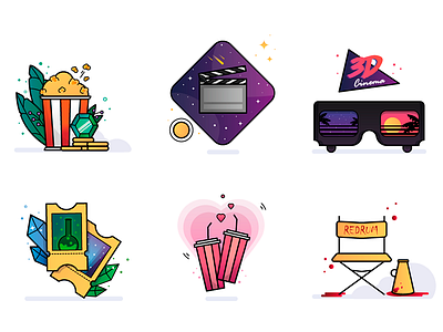 Movie and cinema icons set cinema design icon set icons illustration illustrator movie vector web