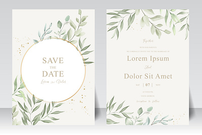 Elegant Hand drawn Wedding invitation card with Beautiful Leaves background beautiful card celebration decoration decorative design elegant floral flower frame invitation invite leaf retro romantic template vector vintage wedding