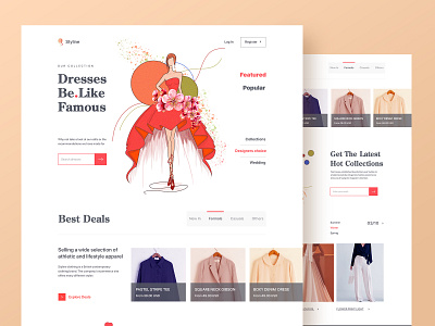 Clothing Store Web UI boutique clean clothing design dresses ecommerce ecommerce shop fashion home page illustration landing page layout minimal online store product design ui ux web web design website women