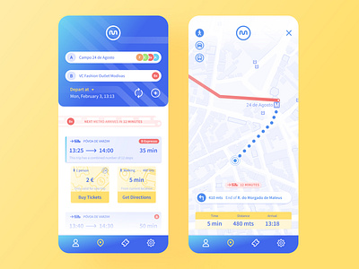 Where do i go next? Ⓜ️📍 app design digital flat gps gradient maps metro mobile porto product transport trip planner ui ux