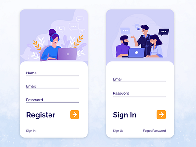 Sign In & Register Page android app design app ui blue design dribbble ios mobile mobile ui register sign in sign up signin signup signup page ui xd