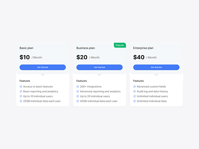 Pricing Plan clean cleanui component dailyui design interface minimalist modern pricing pricing page pricing plan pricing table saas ui web web design web pricing website