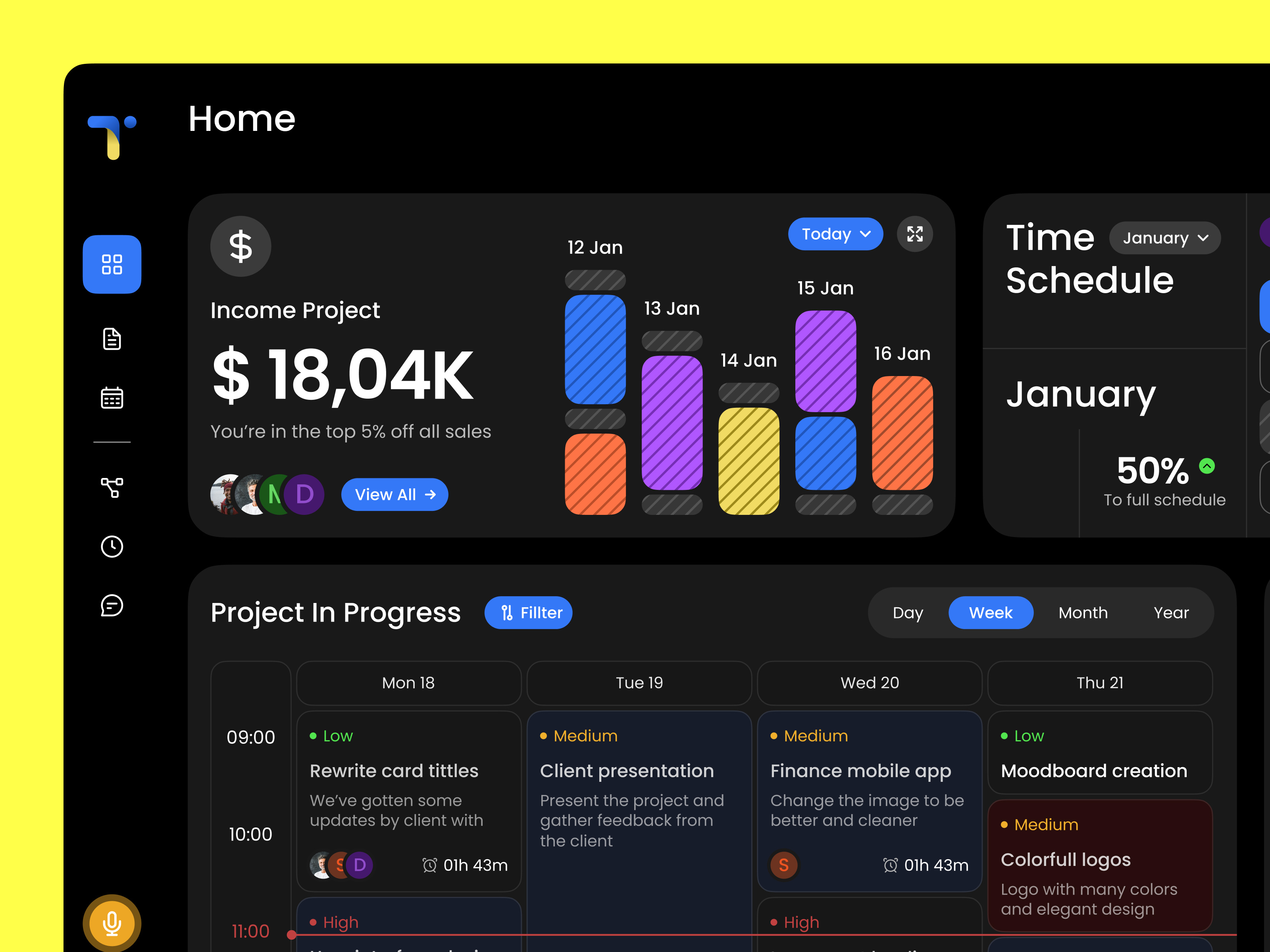 Example of Toodlith - Team Management Dashboard Design
