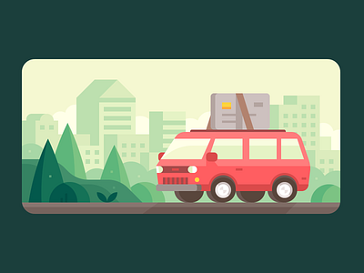 Credit Karma: Van Life car city credit credit card credit cards illustration landscape moving town travel van van life