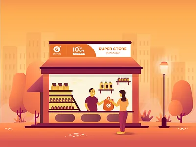 Offline Store Landing Page Illustration grocery app grofers illustration illustration art illustrator ui ui deisgn ui illustration vector illustration visual design