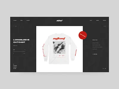 Outcast.Metal Merch Page band black clothing design fashion interaction minimal music musician red ui ux