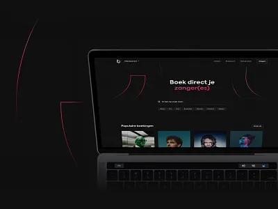 BookThat Platform artist clean dark theme dark ui filters gradient music platform platform design search tags ui ux ui design visual design