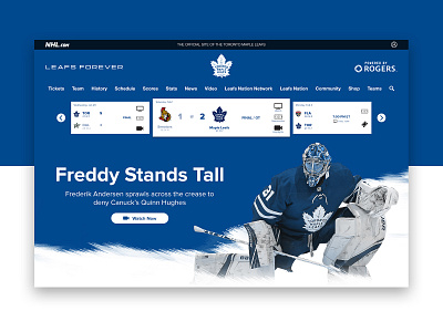 Toronto Maple Leafs Landing Page Redesign clean design designer minimal sports toronto ui ux web web design