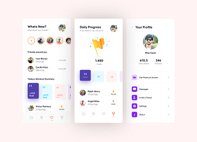 Daily Progress Tracker App UI app bright color flat flat design ios minimal mobile app design modern ui