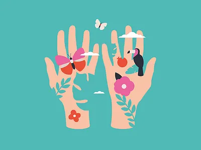 Everything's in our hands flat flatillustration hands illustration ipadpro minimal nature nature illustration saveplanet vector