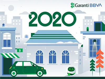 Garanti BBVA Calendar autumun bank calendar car city illustration months motorcycle mountain nature ocean print sea seasons spring summer town travel trip winter