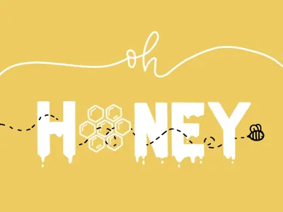 Honey bee calligraphy honey honeycomb typography