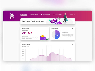 AIB Bank Web UI atm bank minimal ui user experience user interaction user interface ux web website