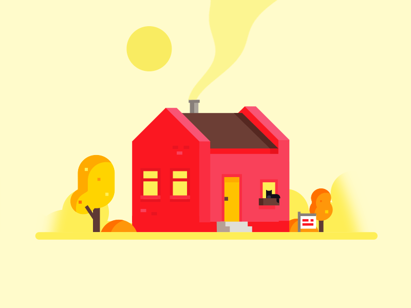 Fake 3D House Tutorial 3d animation fake3d flatdesign house illustration motion design sunrise sunset